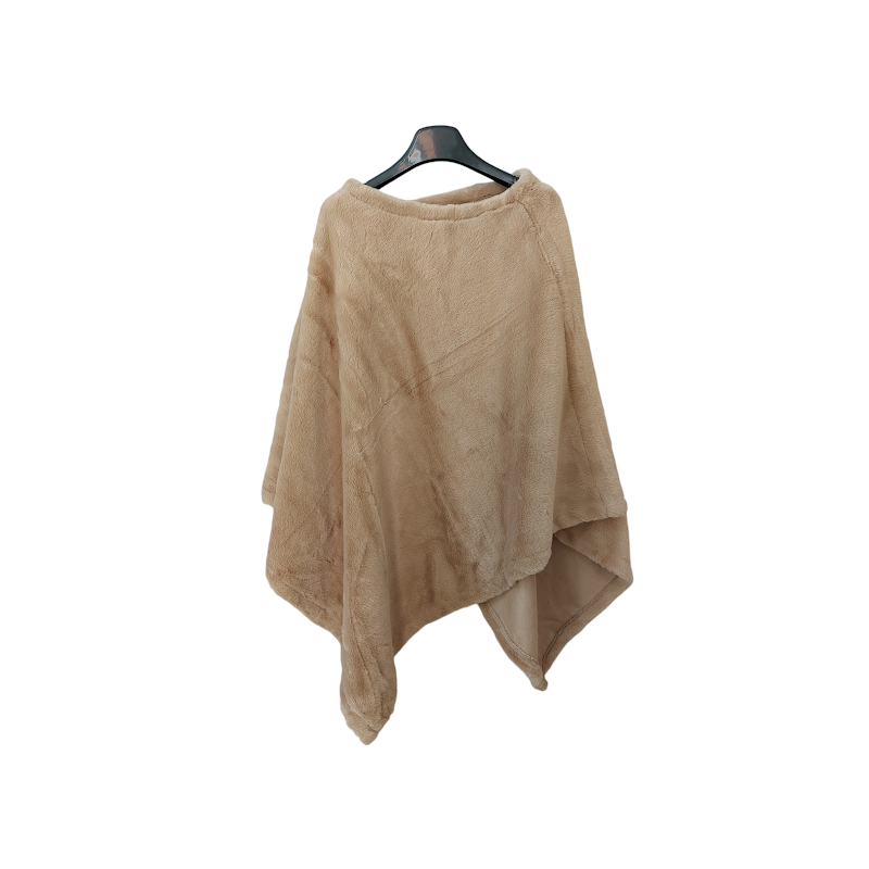 Poncho Gai Mattiolo in eco-pelliccia, colore crema