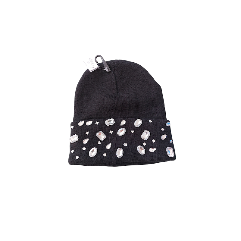 Cappello con pietre bianche - colore nero